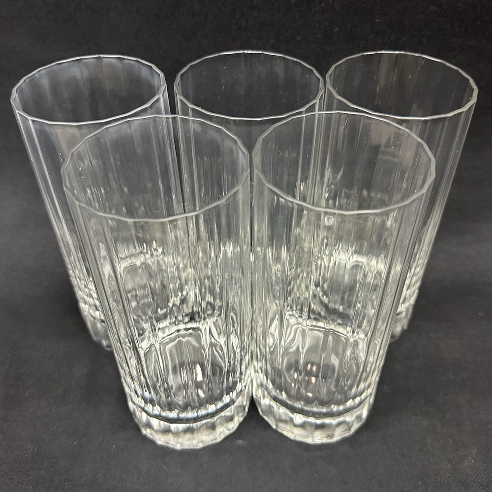 Libbey 'Audrey' 6 1/4" Ribbed Glass Cooler, Vintage, Set of 5‎
